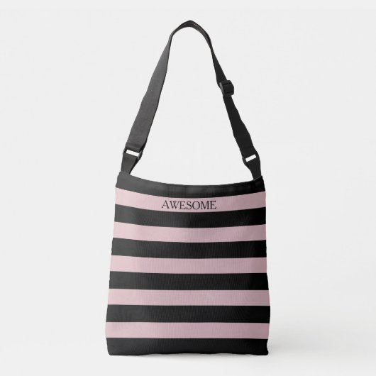Sac Ajustable Calligraphie géniale sur noir & poussiéreux rose r (Devant)