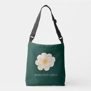Sac Ajustable Camélia blanc élégant - Fleur botanique verte prof