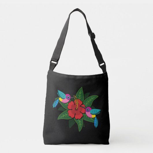 Sac Ajustable Caricature à fleurs d'Hibiscus sur de mignons coli (Devant)