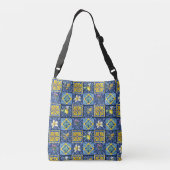 Sac Ajustable Carreaux de motif sicilien citrique bleu chic (Dos)