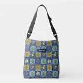 Sac Ajustable Carreaux de motif sicilien citrique bleu chic (Devant)
