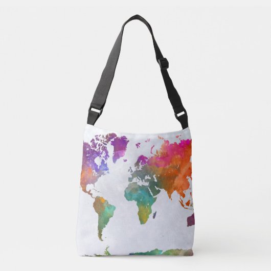 Sac Ajustable Carte du monde dans l'aquarelle (Devant)