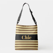 Sac Ajustable Ceinture noire chic sur rayures dorées (Dos)