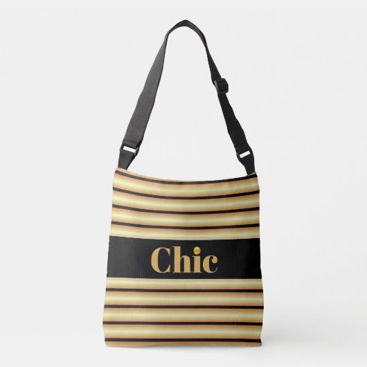 Sac Ajustable Ceinture noire chic sur rayures dorées (Devant)