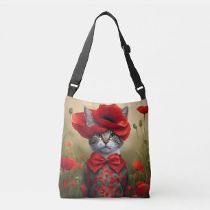 Sac Ajustable Chat avec une robe faite de coquelicot
