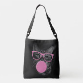Sac Ajustable Chat cool avec lunettes roses et gomme à bulles (Dos)