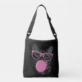 Sac Ajustable Chat cool avec lunettes roses et gomme à bulles (Devant)