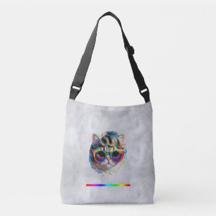 Sac Ajustable Chat dans une perruque + Lunettes de soleil (Peint