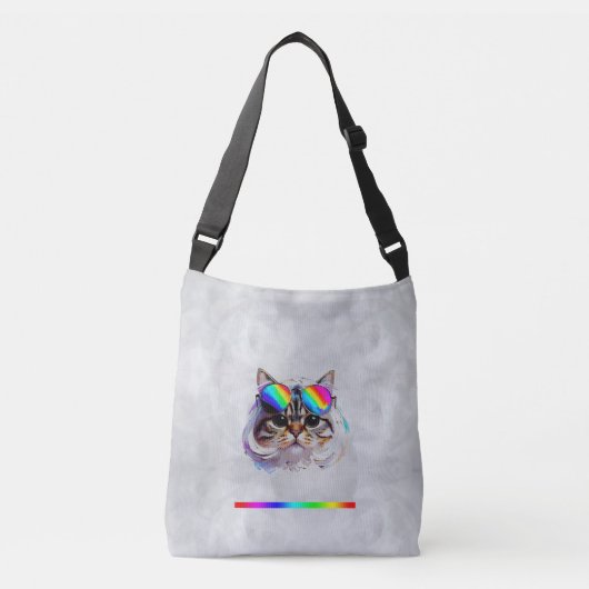 Sac Ajustable Chat dans une perruque + Lunettes de soleil (Peint (Devant)