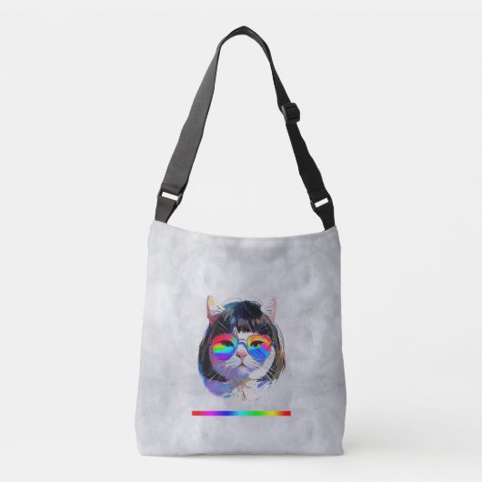 Sac Ajustable Chat dans une perruque + Lunettes de soleil (Peint (Devant)