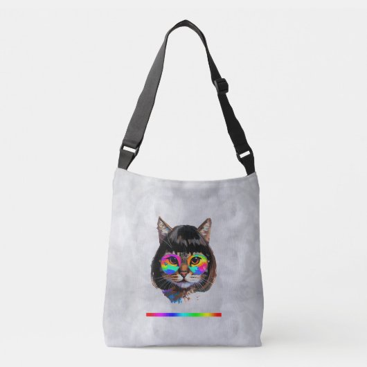 Sac Ajustable Chat dans une perruque + Lunettes de soleil (Peint (Devant)