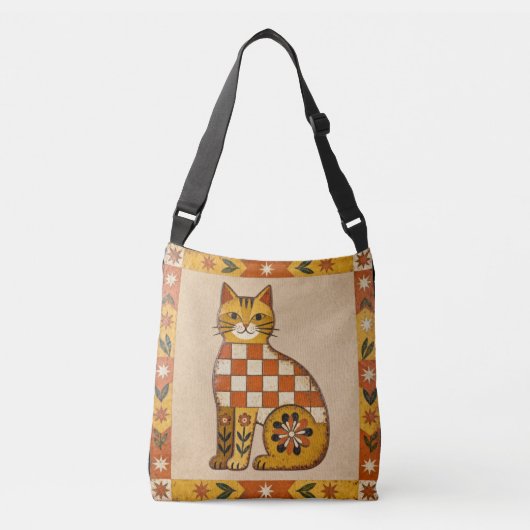 Sac Ajustable Chat d'art populaire naïf (Devant)