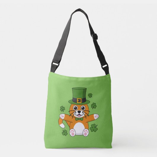 Sac Ajustable Chat de la Saint Patrick avec dessin Shamrock (Devant)
