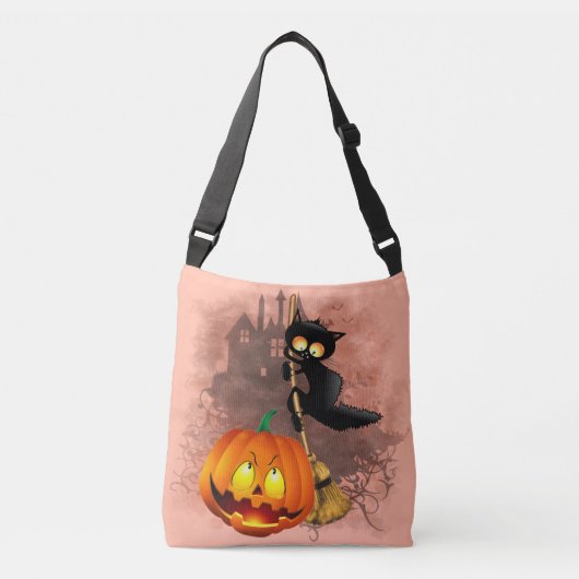 Sac Ajustable Chat effrayé par Citrouille Fun Halloween caractèr (Devant)