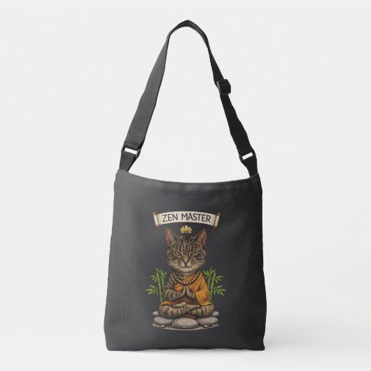 Sac Ajustable Chat Maître Zen Drôle Chat Gris Tabby Cadeau (Devant)