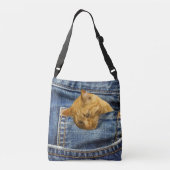Sac Ajustable Chat mignon en jean poche illusion drôle (Dos)