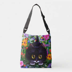 Sac Ajustable Chat noir blanc et fleurs été