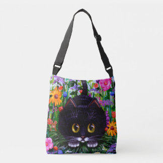 Sac Ajustable Chat noir blanc et fleurs été