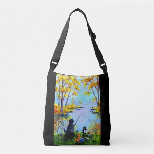Sac Ajustable Chat noir Orange Tabby Chat Chat Chute Pêche (Devant)