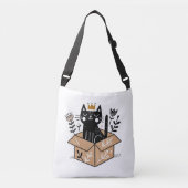 Sac Ajustable Chat noir Whimsical dans une boîte avec couronne (Devant)