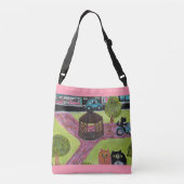 Sac Ajustable Chats dans Town Park Folk Art amusant peinture (Dos)