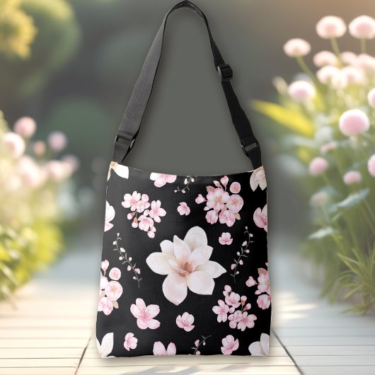 SAC AJUSTABLE CHERRY BLOSSOM SAKURA MOTIF CROSSBODY BAG