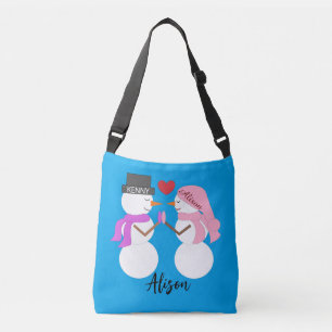 Sac Ajustable Chers bonhommes de neige amoureux : Bleu-vert
