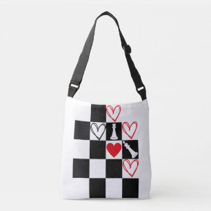 Sac Ajustable Chessboard Coeur Valentines Jour Noir & Blanc Four