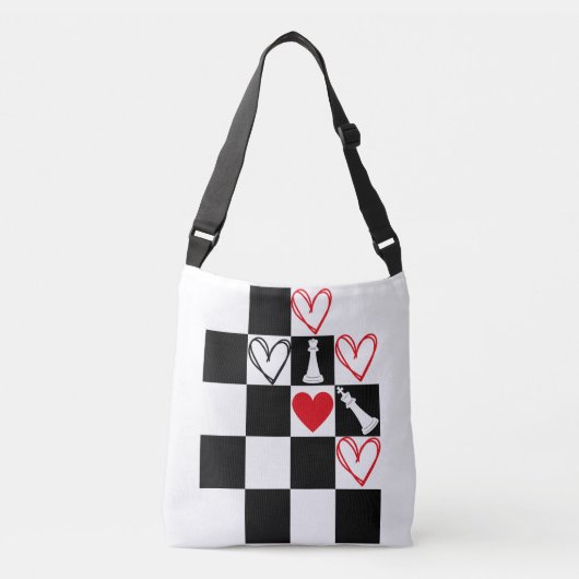 Sac Ajustable Chessboard Coeur Valentines Jour Noir & Blanc Four (Devant)