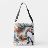 Sac Ajustable Cheval courant à l'aquarelle abstraite (Dos)
