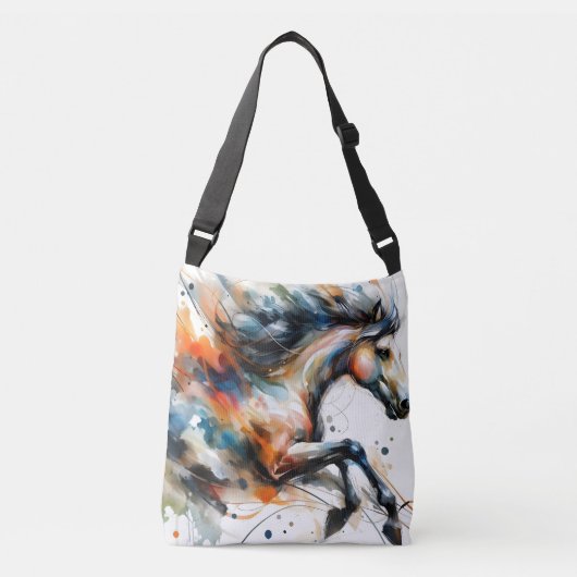 Sac Ajustable Cheval courant à l'aquarelle abstraite (Devant)