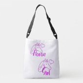 Sac Ajustable Cheval fille en violet avec tête de cheval Police (Dos)
