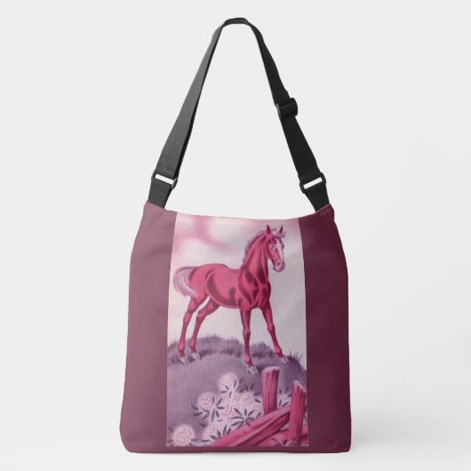 Sac Ajustable cheval heureux en rose (Devant)