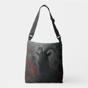 Sac Ajustable Chèvre noire gothique avec roses rouges Art foncé