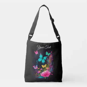 Sac Ajustable chic aquarelle peinture papillons fleurs roses