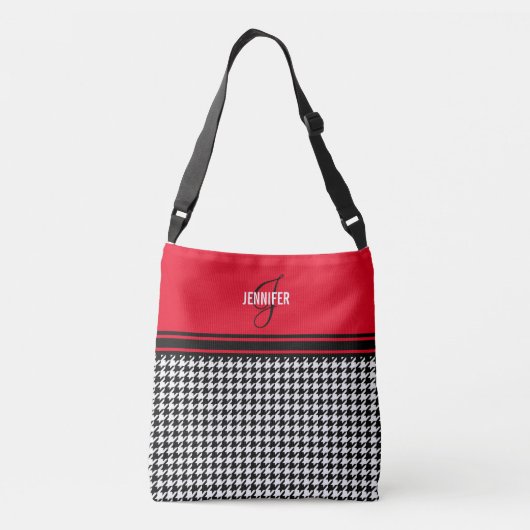 Sac Ajustable Chic Houndstooth nom rouge monogramme (Dos)