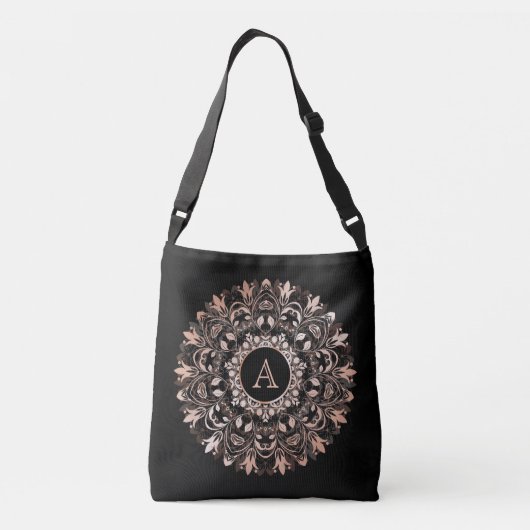 Sac Ajustable Chic Rose Gold Noir Mandala Monogramme (Dos)