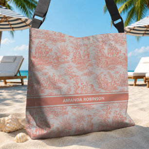 Sac Ajustable Chic vintage orange toile de Jouy imprimé