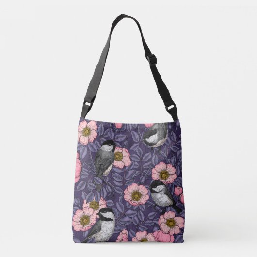 Sac Ajustable Chickadees in the wild rose in pink and violet (Dos)