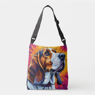 Sac Ajustable Chien Basset Hound avec fond coloré