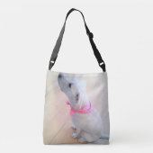 Sac Ajustable Chien blanc mignon porter Écharpe rose (Dos)