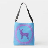 SAC AJUSTABLE "CHIHUAHUA" FOURRE-TOUT EN BLEU ET ROSE CLAIR. (Dos)
