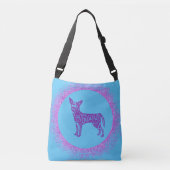 SAC AJUSTABLE "CHIHUAHUA" FOURRE-TOUT EN BLEU ET ROSE CLAIR. (Devant)