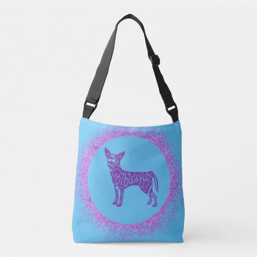 SAC AJUSTABLE "CHIHUAHUA" FOURRE-TOUT EN BLEU ET ROSE CLAIR. (Devant)