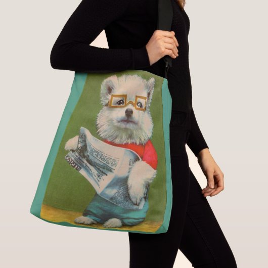 Sac Ajustable chiot lisant le journal (De près)