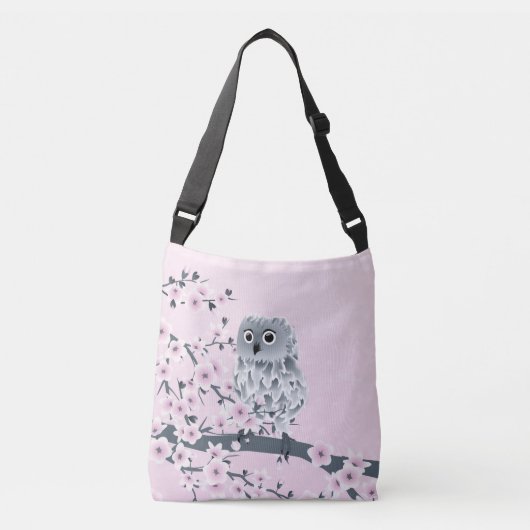 Sac Ajustable Chouette Et Cerise Fleurs Enfants Gris Rose (Devant)