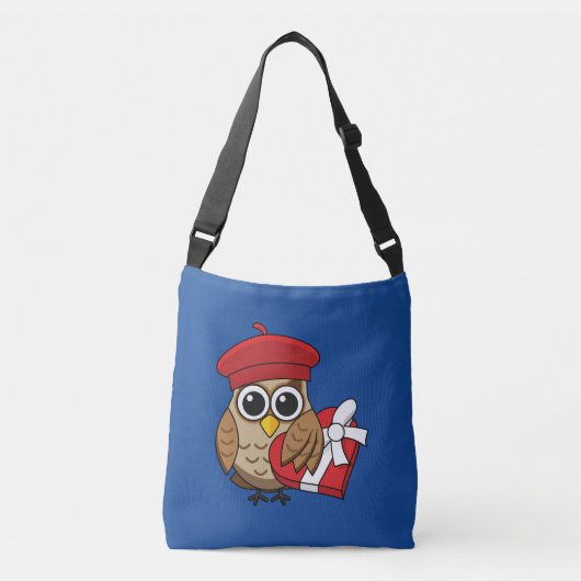 Sac Ajustable Chouette mignonne avec béret rouge et boîte cardia (Devant)