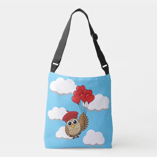 Sac Ajustable Chouette mignonne volant avec des ballons de coeur (Devant)