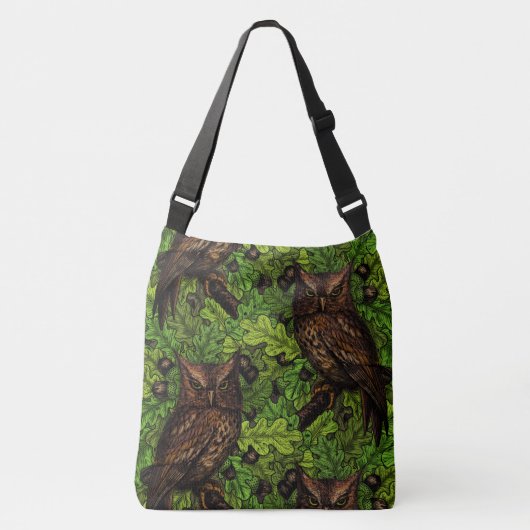 Sac Ajustable Chouettes dans le chêne, vert et marron (Devant)