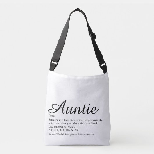 Sac Ajustable Citation Chic Script Typographique Tante (Devant)